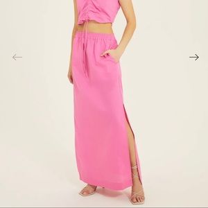 Something Navy Pink Maxi Skirt with Slits